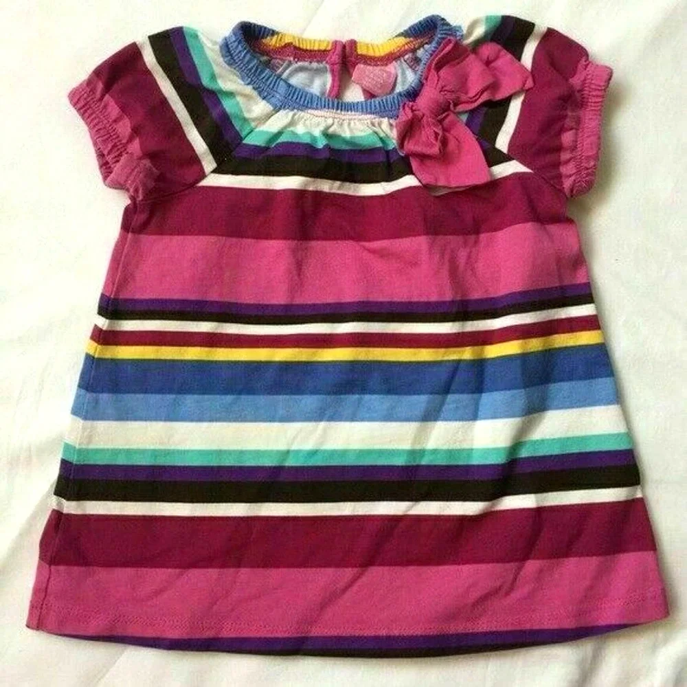 Made With Love by Place Rainbow Striped Cotton Baby Girl Dress 3-6 months